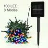 17M Solar String Light 8 modalità 100 LED Multi-Colors Luci natalizie a Led impermeabili per luci natalizie per interni ed esterni