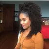 160g African american jet black Afro Puff 3c Kinky Curly drawstring ponytails human hair extension pony tail hair piece