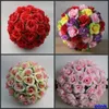 Belle boule de baiser Pomander fleurs boule avec feuilles 12 "dia pour salle de mariage maternelle Decortion fournitures livraison gratuite