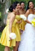 Cheap Simple Custom MadeKnee Length Bridesmaid Dresses Strapless Sleeveless Junior Girl Party Gown For Weddings Cheap