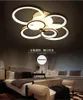 Dimmable led plafonniers 4/6/8 anneaux Moderne en acier inoxydable Acrylique plafond lustres luminaire AC85-265V