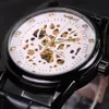 2022 neue Top Luxus WINNER Marke Männer Uhr Automatische Selbst Wind Skeleton Uhr Schwarz Gold Diamant Zifferblatt Männer Business Armbanduhren2859