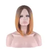 WoodFestival короткий прямой парик боб косплей harajuku женские парики ombre термостойкие синтетические волосы парики 3 цвета 35cm8881552