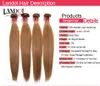 Honey Blonde Brazilian Human Hair Weave Bundles Color 27# Peruvian Malaysian Indian Eurasian Russian Silky Straight Remy Hair Extensions