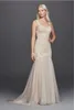 Beaded Venice Lace Applique Trumpet Wedding Dress With Color SWG723 Light Champagne Illusion Back Bridal Dresses vestido de novia9940322