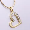 Free shipping brand new 24k 18k yellow gold heart Pendant Necklaces jewelry GN512 fashion gemstone crystal necklace christmas gift