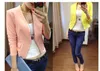 New Spring 2016 Tops Blazer Women Candy Coat Short Jacket Outerwear Coats Jackets No Button Basic Suit Blazers free shipping