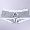 Cuecas cuecas boxer para homens seda deslizamento sexy u convexa fendas abertas design oco out respirável mens boxershorts calcinha cueca