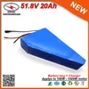 14S8P Cells Triangle 51.8V 20Ah Electric Bike Li Ion Battery Pack 1500W Ebike Giant Bicycle LIthium Battery with 2A Charger