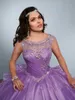 Gelaagde ruches Purple Quinceanera -jurken kralen Rhinestones Jewel Neck Masquerad Sweet 16 Ball Jurken Crystal Debutante Dress8647405