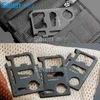 11 in 1 Multi-Functional Stainless Steel Credit Card Survival Outdoor Pocket Camping Tool Card Beer Bottle Opener with Leather Case Black