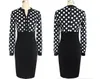 Groothandel mode vrouwen casual jurk gestreepte zwarte polka dot chiffon blouse hoge taille potlood jurken voor OL werk pakken slank elegant kant