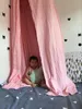 Partihandel-Beige Vitgrå Rosa Kids Boys Tjejer Prinsessan Canopy Bed Valance Barn Room Decoration Baby Bed Round Mosquito Net Tent Gardiner