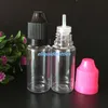 3000Pcs/Lot PET Plastic E liquid Bottle 10ML Empty Ejuice Bottles Colorful Childproof Caps Dripper Tips DHL Free
