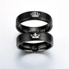 Edelstahl Her King His Queen Ringe Band Silber Schwarz Krone Ring Damen Herren Paar Liebe Modeschmuck Wille und sandiges Geschenk