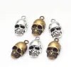 100pcs Silver Byonze 3D Skull 펜던트 매력 보석 제작을위한 빈티지 아연 합금 12x20mm262c