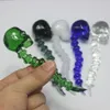 Curved Skull Carb Caps with Glass Smoking Dabber Tool Combo Skull crossbones style For Oil Rig Water Bong