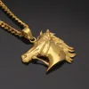 Herren Edelstahl Pferdekopf Anhänger Halskette hochwertige goldene HipHop Tier Zombie Pferd Charme Anhänger Schmuck 5mm Cu1477950