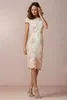 Full Lace Mother Of The Bride Gowns Sleeves Jewel Neck Knee Length Appliqued Cocktail Dress For Wedding Mother Groom Dresses336L