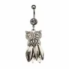 YYJFF D0675 OWL BELLY NAVEL RING CLEAR COLOR