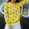 Hurtownie- Kobiety Bluzy Bluza żółty Cute Donuts Drukowane Sportsuit Duża Kieszeń Projekt OutsideTracksuit Woman Udaderas Muje Plus Size1