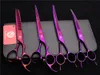 Z3002 4Pcs 7039039 JP 440C Purple Dragon Professional Pets Grooming Hair Scissors CuttingThinningUP Down Curved Shears Do2503443