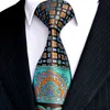 E10 Мужские галстуки Hanky ​​Multi -Plack Black Blue Burquoise цветочные галстуки Установите 100% шелк целый 2791