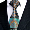 E10 Men's Ties Hanky ​​Multicolor Black Blue Turquoise Floral Coconties Set 100% Silk Whole 207J