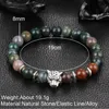 Ganze-Ganze Antike Silber Überzogene Buddha Leopard kopf Armband Lava Naturstein Perlen Armbänder Für Männer Frauen Pulseras 337 v