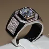 Size 7-13 Solitaire Luxury Jewelry 10kt white gold filled GF topaz Simulated Diamond Men Band Wedding Engagement Band Ring