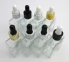 30ml esvaziam frascos de vidro quadrados claros do conta-gotas de olho frascos de vidro transparentes do perfume 1oz da aromaterapia