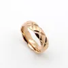 5 7mm 316L Stainless Steel fashion Cross rings cut mesh Jewelry for woman man lover rings 18K Gold-color and rose Jewelry Bijoux n233b