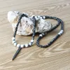 Nouveau Bijoux CZ en gros 5 pcs/lot 6mm pierre de marbre Howlite blanc et perles d'hématite à facettes collier de perles pour hommes