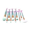 Borstar 10st/Set Makeup Borstes Set sjöjungfru 3D Colorful Professional Make Up Brushes Foundation Blush Cosmetic Brush Set Kit Tool