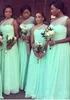 2020 мятные зеленые платья невесты платья шифон дешевые свадебные гостевые платья длинное одно плечо линия выпускной платья длинная подружка невесты горничные платья