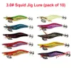 10st lysande bläckfisk jigs hårt fiske lockar 2,5 # 3.0 # 3.5 # bläckfisk bete jig krokar