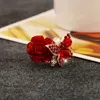 Anelli regolabili a fiore per donna Moda Farfalla Gioielli eleganti Anelli rubino Bague Femme Anelli per cocktail party nuziali