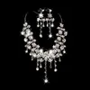 Conjuntos de joias brilhantes com cristais brilhantes, colar de diamantes, brincos de noiva, strass, festa de casamento, acessórios 326k