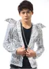 Wholesale-s-xxl! NightClub Stade Brand Singer Star Star Costume Jacket Saisiné Hommes haussement d'épaules de mode coréen