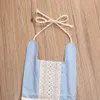 Schattige pasgeboren baby meisjes kleding kwastje jeans denim romper 2018 zomer mouwloze backless romper jumpsuit outfit zonsuiten uit een stuk kleding