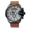 Brand Watches Men Big Case Mutiple Dials Date Display Leather Strap Quartz Wrist Watch 4280194R