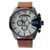 Brand Watches Men Big Case Mutiple Dials Date Display Leather Strap Quartz Wrist Watch 42802855