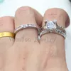 Vecalon 3 Цвета 5CT Имитация Diamond CZ 2-I в-1 Обручальное кольцо Обручальное кольцо для женщин 14kt Белое золото наполненное кольцо для вечеринок