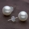 9-10mm Runde Südsee weiße Perle Ohrringe 925 Silber Zubehör