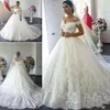 Sexy Cheap Modest Saudi Arabia Cap Sleeves Ball Gown Wedding Dresses Off Shoulder Lace Appliques Plus Size Court Train Formal Bridal Gowns