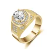 Yhamni Mode Geel Goud / Wit Goud Kleur Ring Luxe Gold Gevuld 2 Carat Sona CZ Diamond Heren Engagement Trouwringen MJZ030