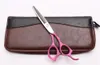 6 "17.5cm Japan 440c Anpassad logotyp Rosa Professionell Human Hair Scissors Barbers sax Skärning Tunna Salong Shears Style Tools C1124