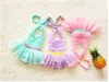 2018 جديد الصيف Baby Girls Onepiece Hat Swimwear Tulle Dress Children Girl Beach Wear Kids Swimming Suit Girl Girl Swimsuit 4 Col3831467