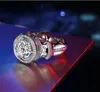 Victoira Wieck 高級ジュエリー 14Kt ホワイトゴールド充填ユニークなデザイントパーズ模造ダイヤモンド宝石結婚式の男性の指輪サイズ 7-13