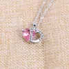 9 Colors Lovely Heart Charm Necklace Crystal Gemstone Amethyst Pendant Necklace 925 Silver Plated Simple Clavicle Chain Women Gifts